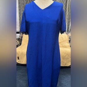 Elegant Blue Lace Sleeve Dress